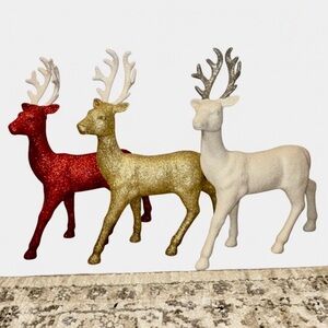 Glitter Reindeer; Red/white , Gold/white & White/silver